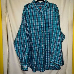 💕 4/$25 Men’s IZOD 3XL Blue Plaid Button Down
